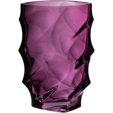 Imagem de Vaso Decorativo Enfeite Casa Ondas Home&co Vidro 19x12x12cm Roxo