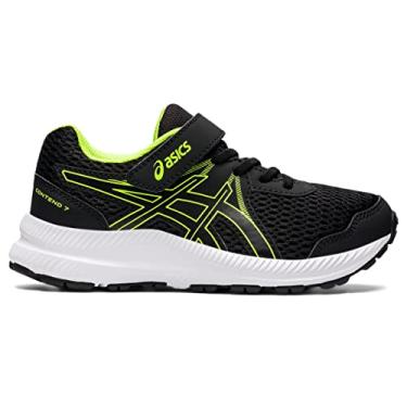 Imagem de ASICS Tênis de corrida masculino Contend 7 TS - infantil, Preto/verde perigo, 1 Little Kid