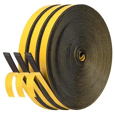 Imagem de Faixa de vedação de porta de decapagem climática, fita de espuma autoadesiva, tira de vedação contra clima, para vedação de lacuna, 1/10.2 cm x 1/40.6 cm x 50Ft preta