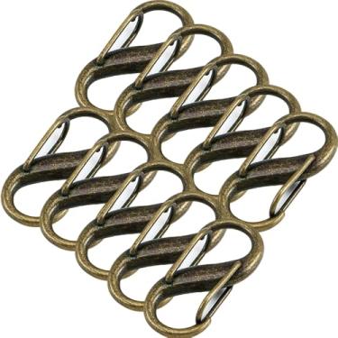 Imagem de 10 peças de mosquetão S, gancho para chaveiro, mosquetão de metal, gancho duplo para acampamento, pesca, caminhadas, esportes ao ar livre - bronze
