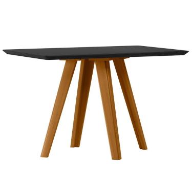 Imagem de Mesa De Jantar Para 4 Lugares 1,20m Tampo Mdf Com Vidro Mariah Ypê/preto - New Ceval