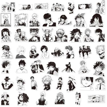 Imagem de Adesivos, 100 unidades/lote, quadrinhos japoneses, pretos e brancos
