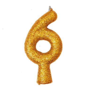 Imagem de Vela De Aniversário Puro Glitter Dourada Modelo 6