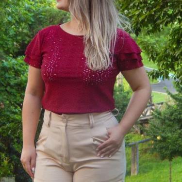 Imagem de Blusa Feminina Em Malha Lese Manga 3 Marias 336005 Cor:PinkTamanho:M -