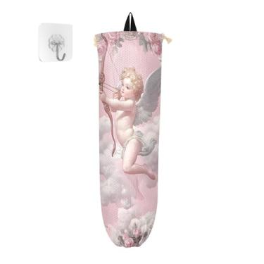 Imagem de xigua Suporte de parede para saco de plástico Cupido Dia dos Namorados com cordão, pacote com 2, organizador de sacolas de compras reutilizáveis, decoração para bolsas, meias, roupas íntimas e