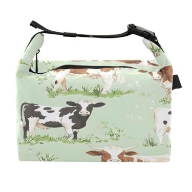Imagem de STAYTOP Lancheira fofa de vaca com fivela de alça, lancheira isolada para meninos e meninas, lancheira térmica para trabalho escolar