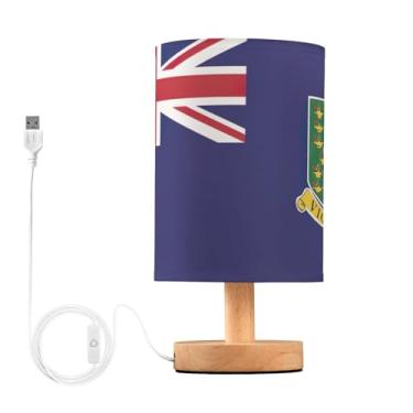 Imagem de Joisal Candeeiros de cabeceira com bandeira das Ilhas Virgens Britânicas, luminária de mesa pequena com abajur de linho, acessórios essenciais para dormitório