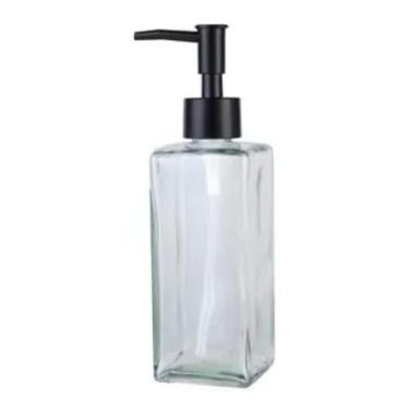 Imagem de Dispenser para Sabonete Liquido em Vidro/Plástico Preto 350ml 5,8x5,8x14,7cm - Dolce Home