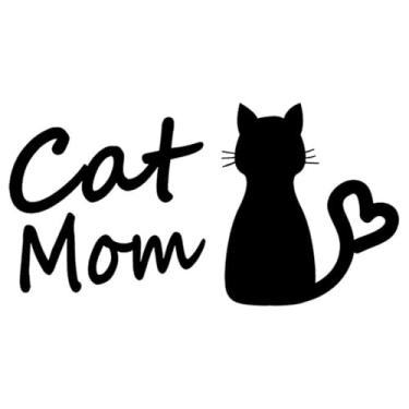 Imagem de 4 peças decalque de vinil à prova d'água Cat Mom Love, adesivo de presente divertido para amantes de animais de estimação para janelas de carros, para-choques, cadernos 13 x 6,6 cm (preto)