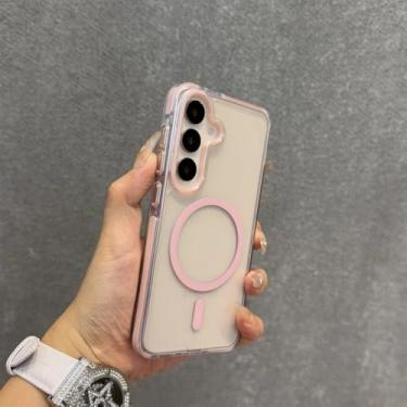 Imagem de Capa transparente com alça de pulso magnética para carregamento, rosa, para Samsung A56 A36 A25 A05 A15 A15 e Galaxy S24 Ultra S25 Plus. Danke, para Galaxy A16.