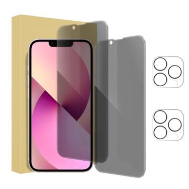 Imagem de Pacote com 2 protetores de tela de privacidade para iPhone 13 Pro [tela de 6,1 polegadas] + 2 protetores de lente de câmera, película de vidro temperado privada antiespião, [dureza 9H] - HD