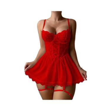 Imagem de Conjunto De Lingerie Sexy Com Sutiã De Renda Transparente E Calcinha C