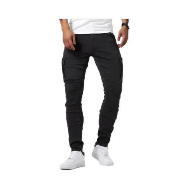 Imagem de Calças Jeans Slim Fit Casuais Para Homens Com Cintura Elástica E Múlti