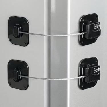 Imagem de Trava com Senha para Geladeira Freezer - Tranca Universal para Porta, Janela e Gaveta, Não Precisa Furar, Cor Preta, Ideal para Crianças e Segurança Doméstica (KIT 2 Un.)