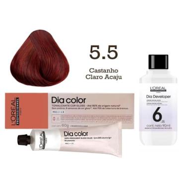 Imagem de Tonalizante Dia Color 5.5 Castanho Claro Acaju + Emulsão Reveladora 6v