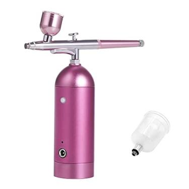 Imagem de Kit de Aerógrafo Portátil com Compressor Sem Fio Mão Dupla Ação Pressão Ar 18PSI Bateria Integrada 2 Copo Tinta para Pintura Modelo Colorir Arte Unha