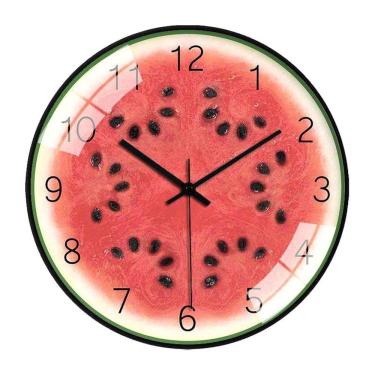 Imagem de Relógio de parede com design de melancia silencioso sem tique-taque de 30 cm