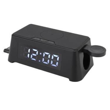 Imagem de KUIDAMOS Estação de Carregamento Sem Fio Com Display LED Despertador Multifuncional Relógio para Fone de Ouvido de Telefone Relógio para Escritório Doméstico ABS Preto