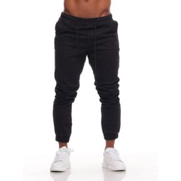 Imagem de Calça Jogger Masculina Slim Sarja e Jeans Com Punho Elástico - Mitchel