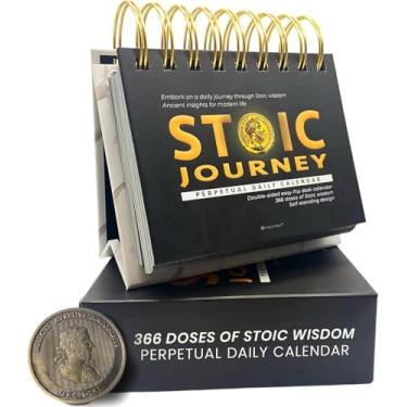 Imagem de MESMOS Calendário estóico diário 366, presentes inspiradores para homens, presentes masculinos para o pai, afirmações diárias, decoração de mesa de escritório para homens, acessórios de mesa de