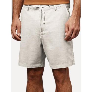 Imagem de Bermuda Calvin Klein Jeans Masculina Cadarço Linen Off White Tamanho:3