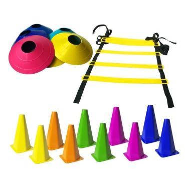 Imagem de 2X Kit Funcional Treino Agilidade 10 Cones + 10 Pratos + Esc