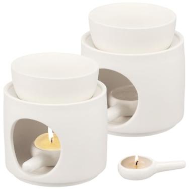 Imagem de Queimador de óleo essencial para óleo perfumado, queimador de cera de óleo cerâmico, difusor de aroma, difusor de suporte de tealight, suporte de aromaterapia para aquecedor de cera, queimador de vela