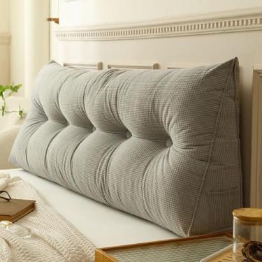 Imagem de BAHULA Almofada triangular de cabeceira de cunha, grande almofada de leitura para descanso de cama almofada de apoio de posicionamento do encosto com capa removível, cinza, 180 x 50 x 20 cm