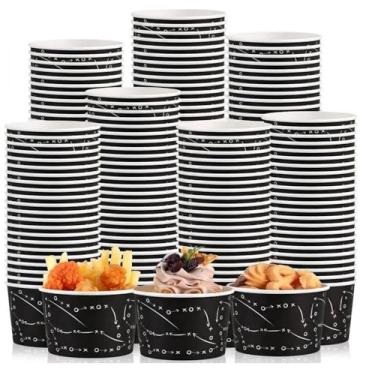 Imagem de Maxdot 50 peças de copos de lanche de futebol 255 g descartáveis copos de sorvete futebol papel decorativo tigelas de sobremesa suprimentos de festa de futebol para iogurte cupcakes sopa comida quente
