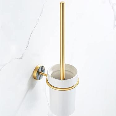 Imagem de HHHJQFAAT Toalheiro de luxo leve de alta qualidade sem perfuração, anel de toalha, ganchos de fileira, suporte de toalha de banho, cesta de lenços, kit de acessórios de banheiro banheiro (cor: Suporte