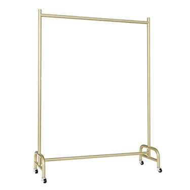Imagem de Prateleiras de exibição de roupas, cabides resistentes de ferro, prateleiras de exibição de chão de loja de roupas femininas com rodas, economizando espaço e carga forte, dourado (150 × 405155 cm)