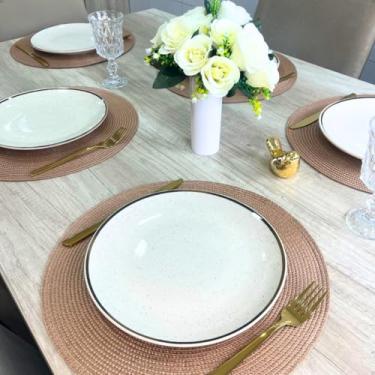 Imagem de Kit 4 Jogo Americano Redondo Sousplat para Mesa Posta Jantar e Decoração (Cappuccino)