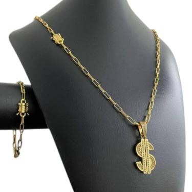 Imagem de Kit Tijolinho 4Mm - Pingente Cifrão - Banhado A Ouro 18K