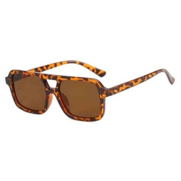 Imagem de Óculos de Sol Candy Colors com Ponte Dupla e Lentes Degradê UV400 para Esportes ao Ar Livre, Corrida e Ciclismo, Cor Marrom Leopardo