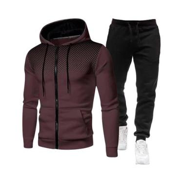 Imagem de Conjunto Esportivo Casual Masculino Com Estampa, Moletom Com Capuz E Z