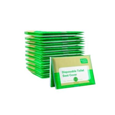 Imagem de 10 peças de capa de assento de vaso sanitário descartável, tecido macio não tecido, adequado para descarga de acessórios de banheiro em aviões, viagens rodoviárias, acampamento - sem necessidade de