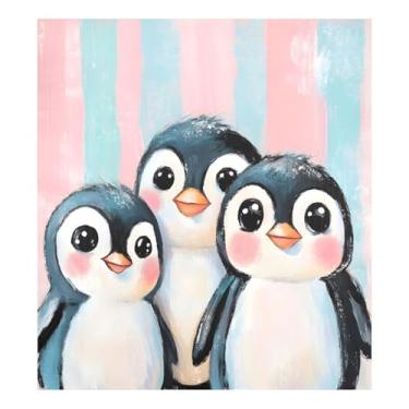 Imagem de Qilmy Pinguins fofos capa magnética para máquina de lavar louça, 58 x 66 cm, capa decorativa para geladeira para porta da frente, adesivo magnético, máquina de lavar, painel de geladeira, decalque