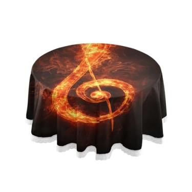 Imagem de Qilmy Toalha de mesa redonda de palmeira de treliça verde, 152 cm, resistente à água, à prova de derramamento, capa de mesa grande para jantar de reunião de família em ambientes internos e externos