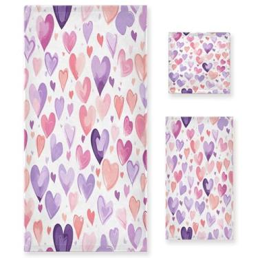 Imagem de xigua Conjunto de toalhas de banheiro romântico amor absorvente macio 3 peças toalha de banho toalha de mão toalhas decorativas para banheiro, academia, hotel, praia, piscina