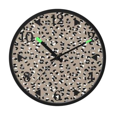 Imagem de STAYTOP Lindo relógio de parede com estampa de leopardo animal para quarto com brilho noturno, relógios de parede silenciosos de 30 cm para decoração de sala de estar, controle de som, relógio de