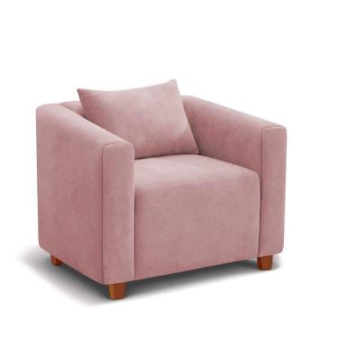 Imagem de Poltrona Decorativa Helena Suede Rose - Inova Decorações