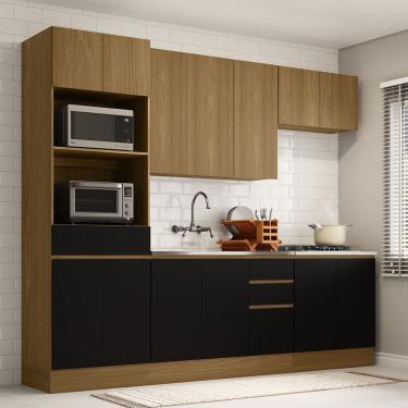 Imagem de Cozinha Completa 5 Peças Espaços Para Micro-ondas E Tampo Freijó/freijó Brasil/preto