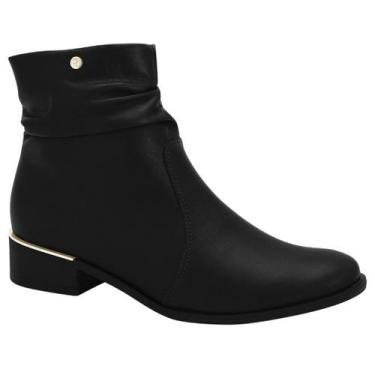 Imagem de Bota Feminina Couro Cano Curto Preta Ramarim 2453103-7 -, 37, Preto