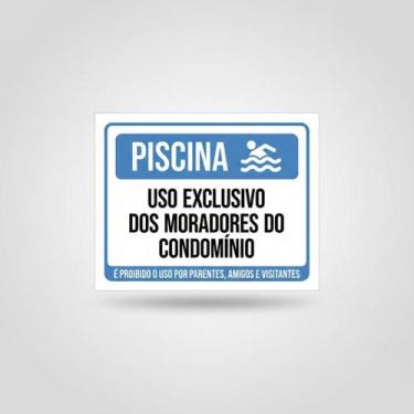 Imagem de Placa Acm Piscina Uso Parentes Amigos Visitantes 18X23 - Sinalizo