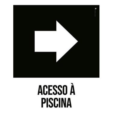 Imagem de Kit 5 Placas Desenho - Acesso Piscina Seta Direita - Sinalizo
