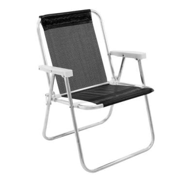 Imagem de Cadeira de Praia Lazy Mormaii Preta Alumínio 110kg