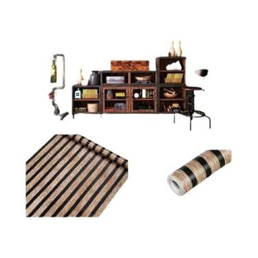 Imagem de Papel De Parede PVC Autoadesivo Com Listras De Madeira 45CM, Adesivo I