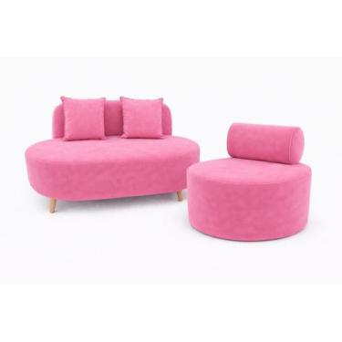 Imagem de Kit Sofá Orgânico Feijão Para Sala Quarto 115 Cm 02 Almofadas e Poltro