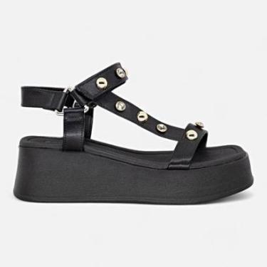 Imagem de Sandalia Beira Rio Conforto Feminina Papete Anabela Pedraria-Feminino