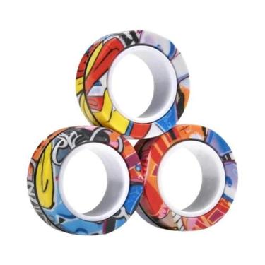 Imagem de Conjunto De Anéis Magnéticos Coloridos Fidget Spinner Para Adultos 3 P